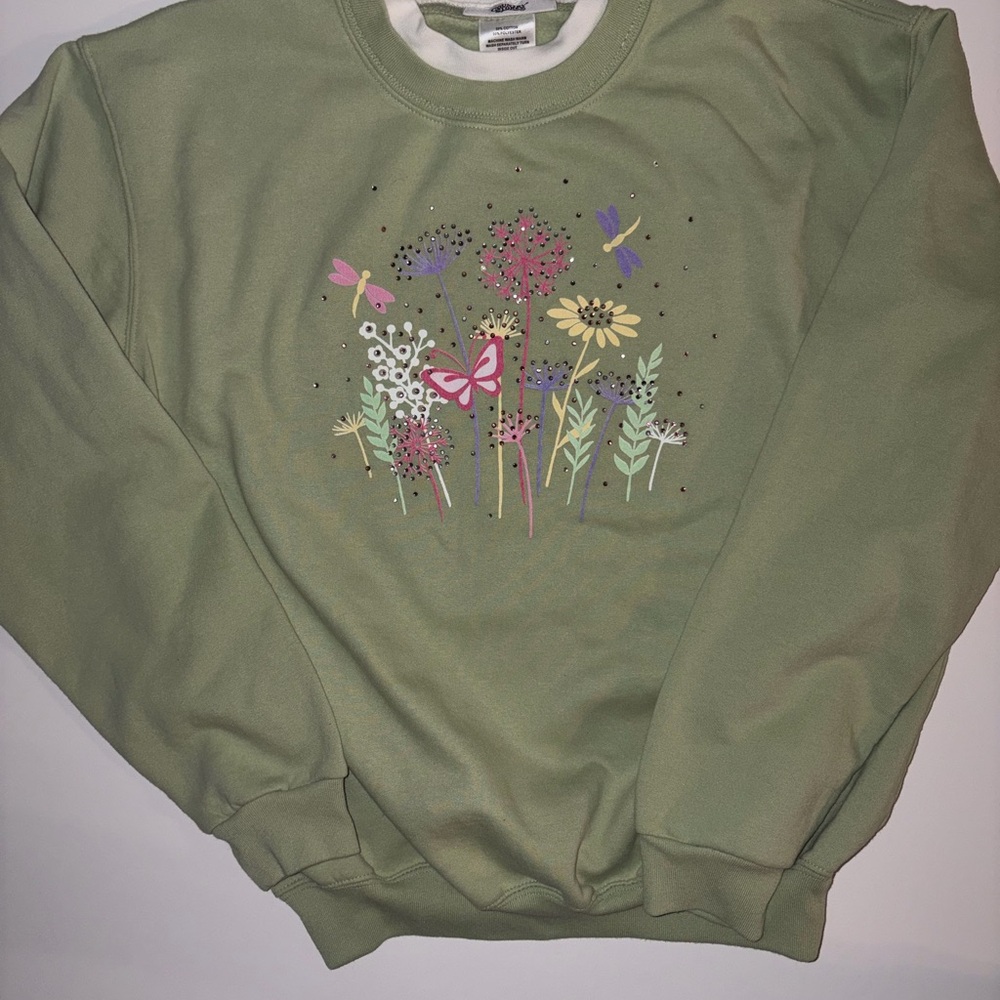 Women's Vtg Green Graphic Sweater